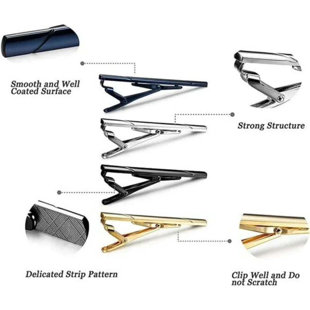 Mens Stainless Steel Tie Clip Classic Silver Gold Necktie Bar Wedding Gift